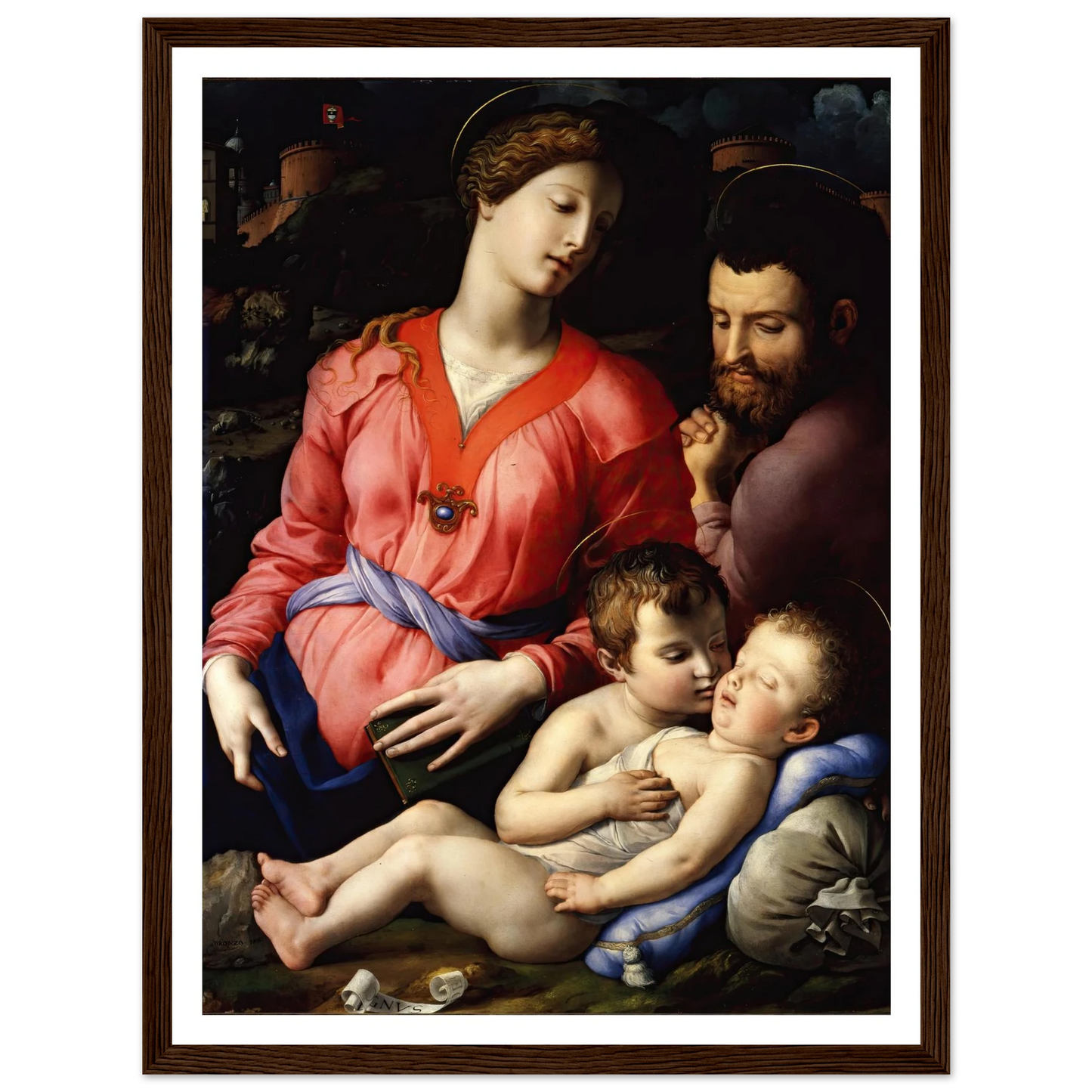 The Panciatichi Holy Family (Circa 1540) Art Print | Agnolo Bronzino - Framed Poster - 30x40 cm / 12x16″ - Black frame