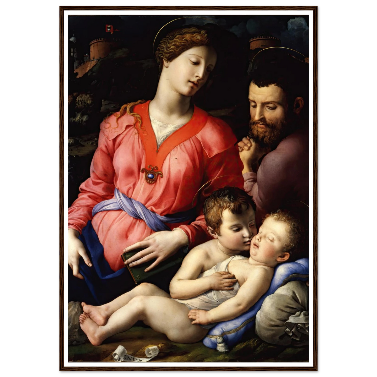 The Panciatichi Holy Family (Circa 1540) Art Print | Agnolo Bronzino - Framed Poster - 30x40 cm / 12x16″ - Black frame