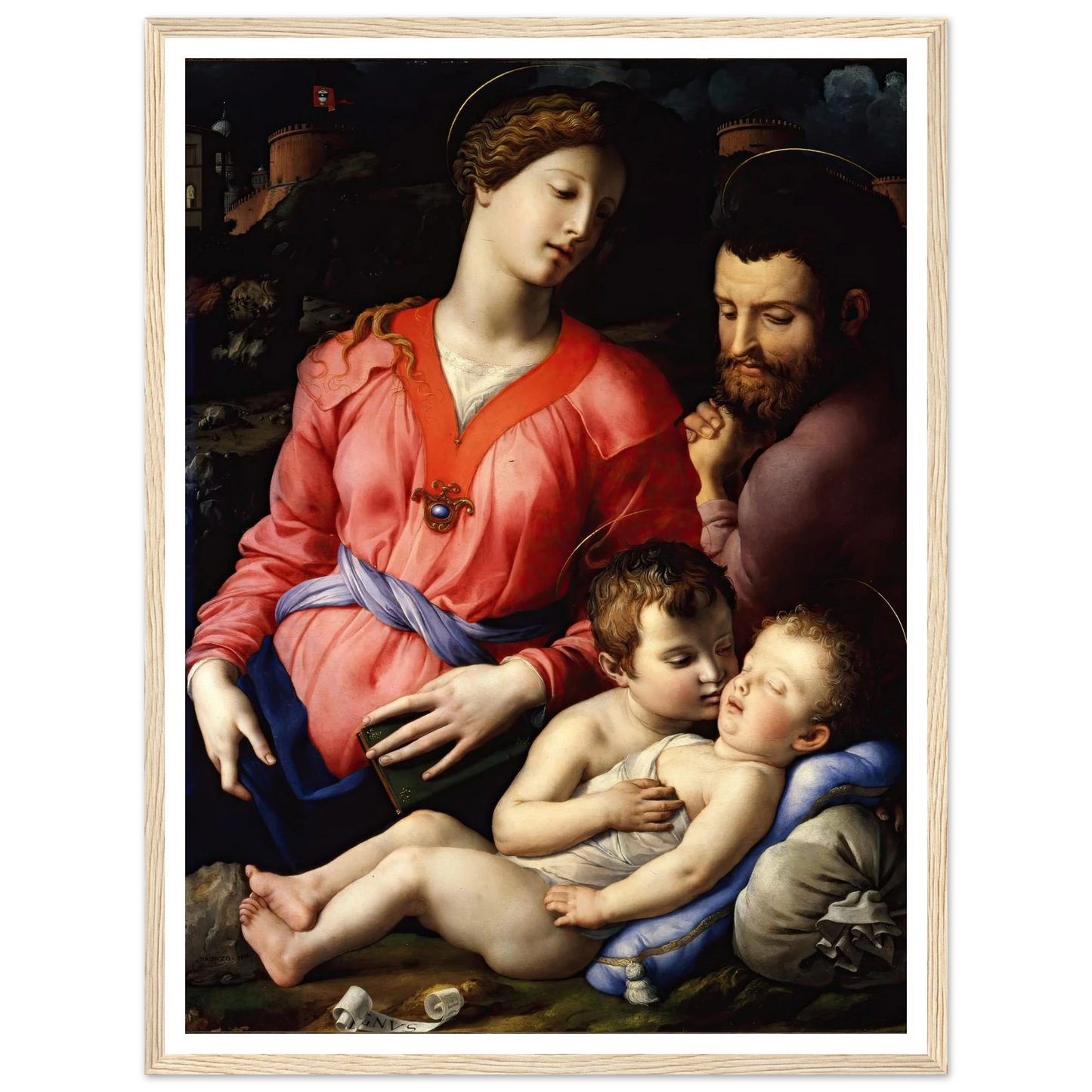 The Panciatichi Holy Family (Circa 1540) Art Print | Agnolo Bronzino - Framed Poster - 30x40 cm / 12x16″ - Black frame