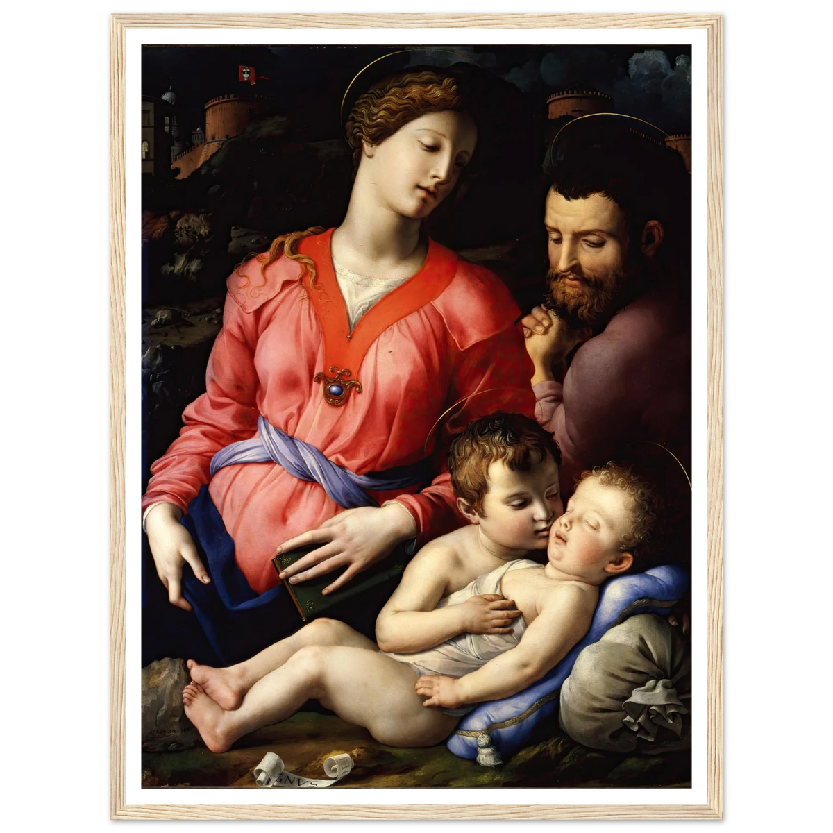 The Panciatichi Holy Family (Circa 1540) Art Print | Agnolo Bronzino - Framed Poster - 30x40 cm / 12x16″ - Black frame