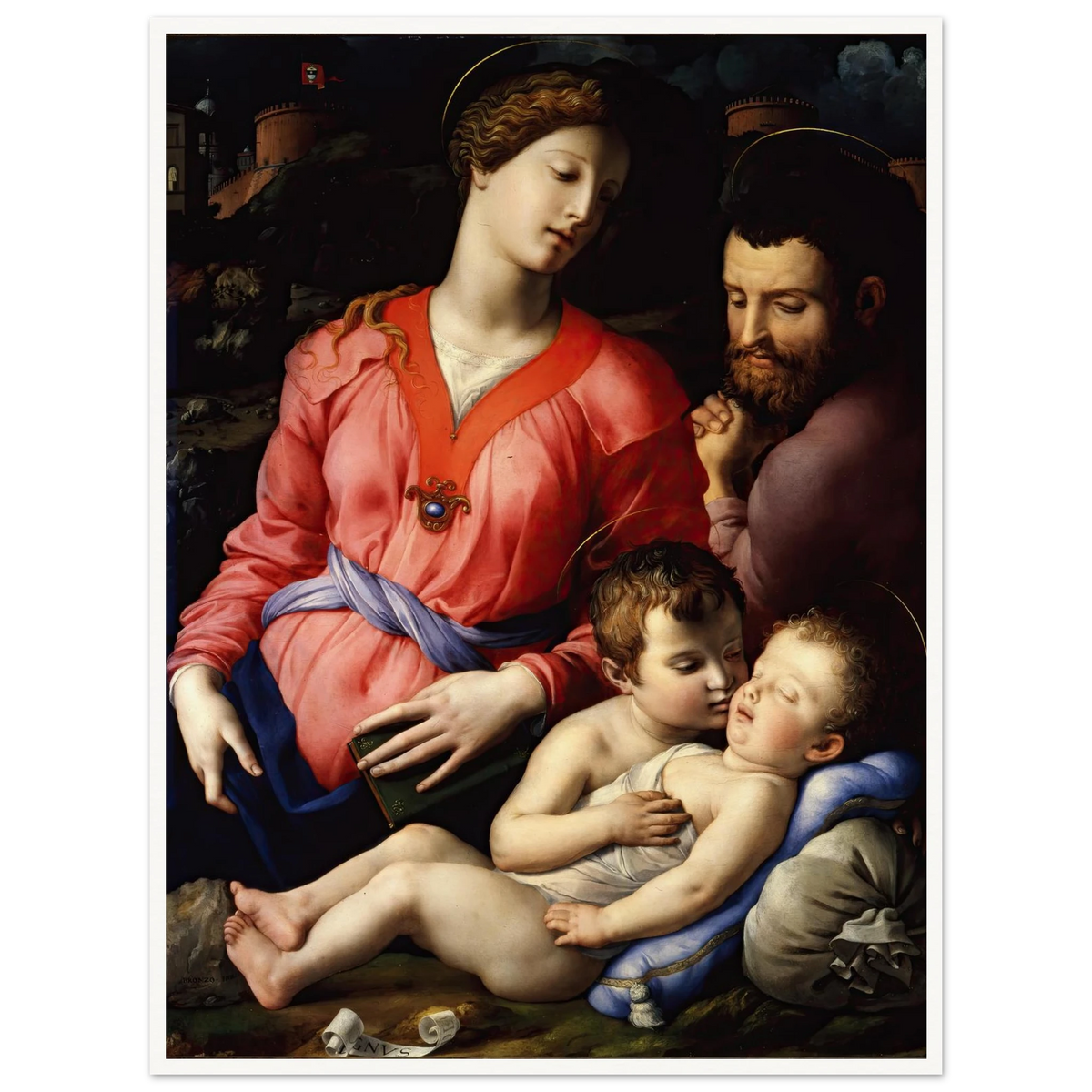 The Panciatichi Holy Family (Circa 1540) Art Print | Agnolo Bronzino - Framed Poster - 30x40 cm / 12x16″ - Black frame