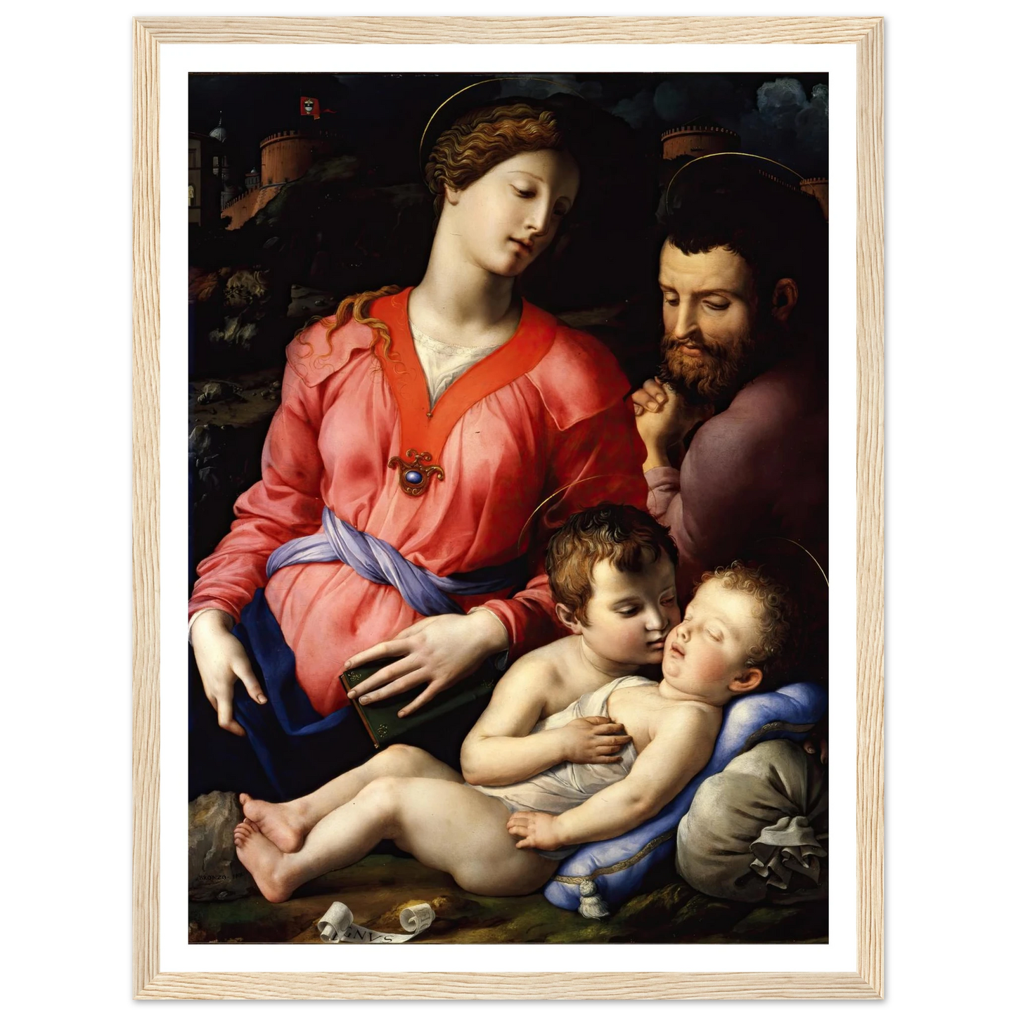 The Panciatichi Holy Family (Circa 1540) Art Print | Agnolo Bronzino - Framed Poster - 30x40 cm / 12x16″ - Black frame