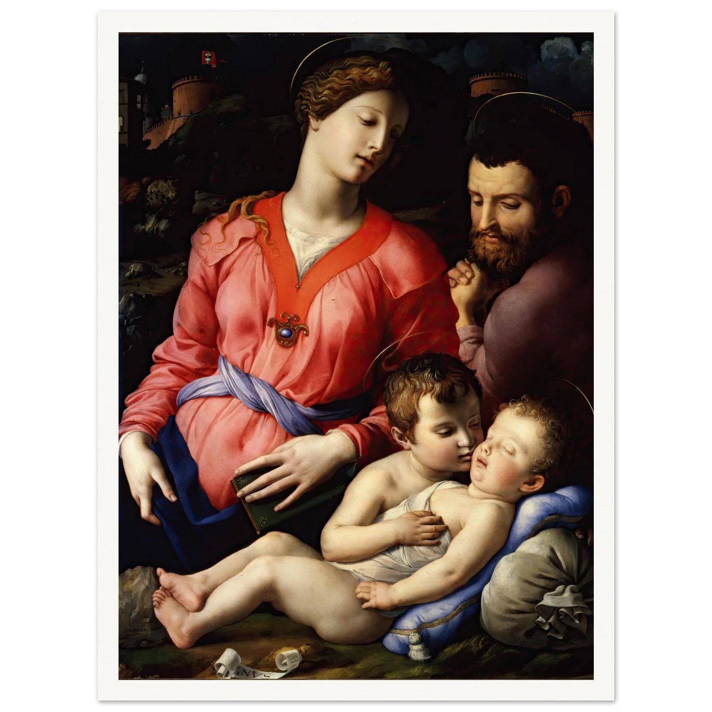 The Panciatichi Holy Family (Circa 1540) Art Print | Agnolo Bronzino - Framed Poster - 30x40 cm / 12x16″ - Black frame