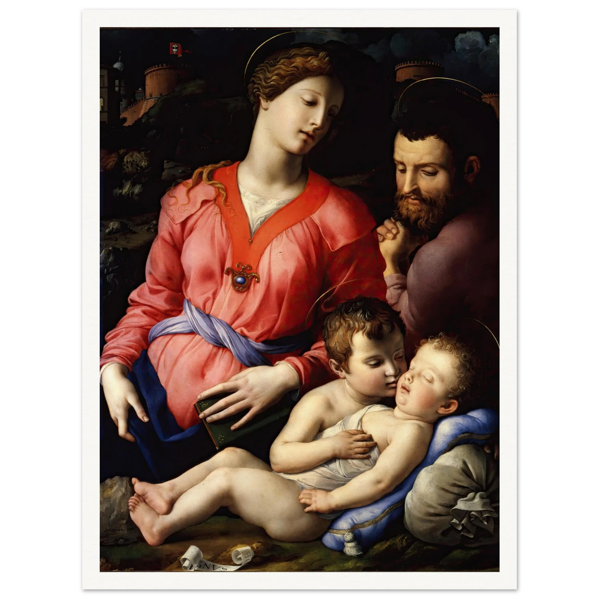 The Panciatichi Holy Family (Circa 1540) Art Print | Agnolo Bronzino - Framed Poster - 30x40 cm / 12x16″ - Black frame