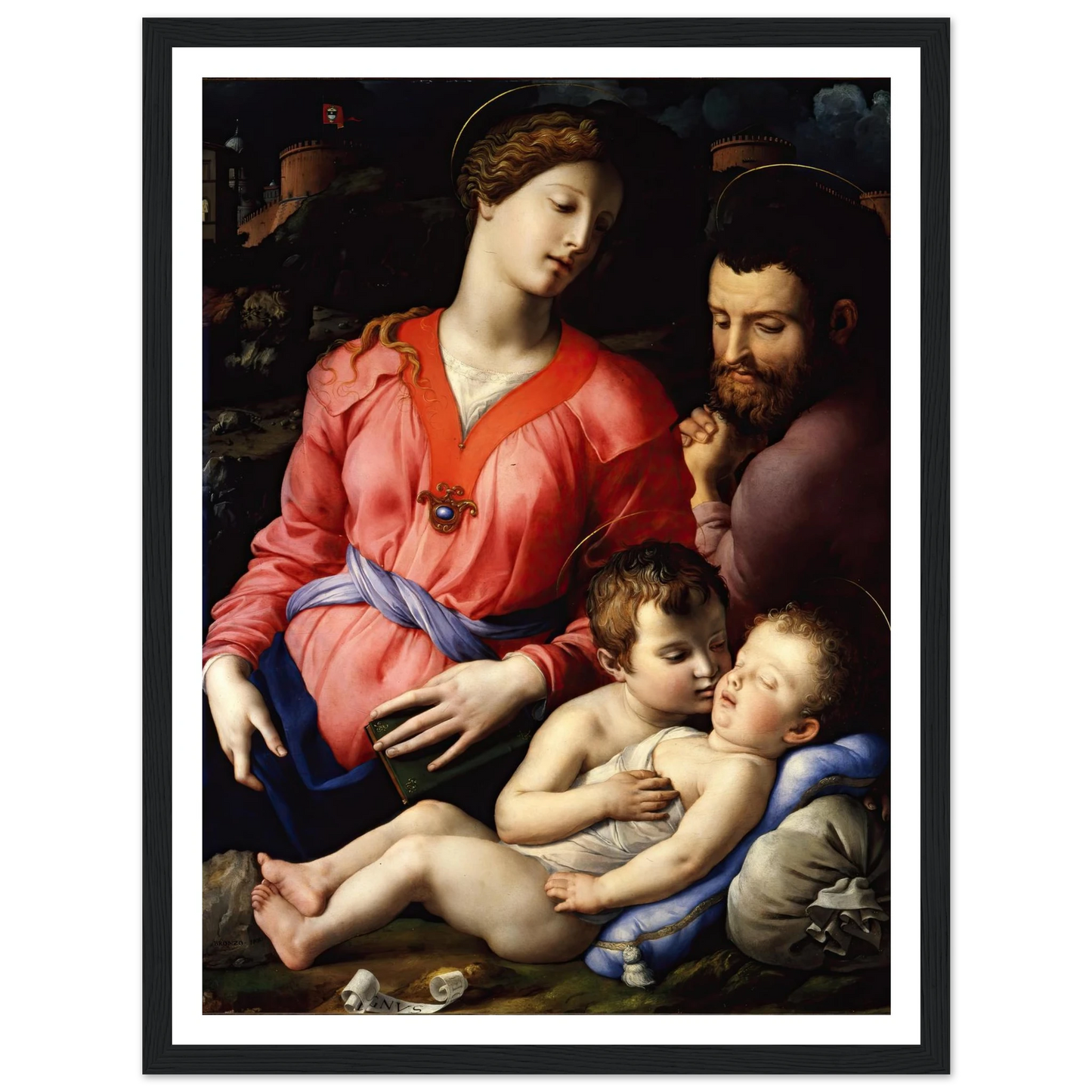 The Panciatichi Holy Family (Circa 1540) Art Print | Agnolo Bronzino - Framed Poster - 30x40 cm / 12x16″ - Black frame