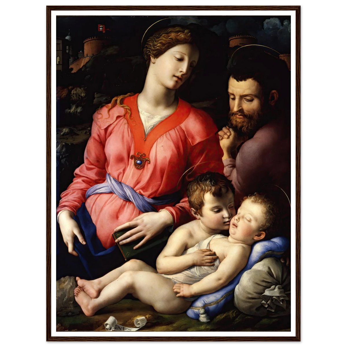 The Panciatichi Holy Family (Circa 1540) Art Print | Agnolo Bronzino - Framed Poster - 30x40 cm / 12x16″ - Black frame