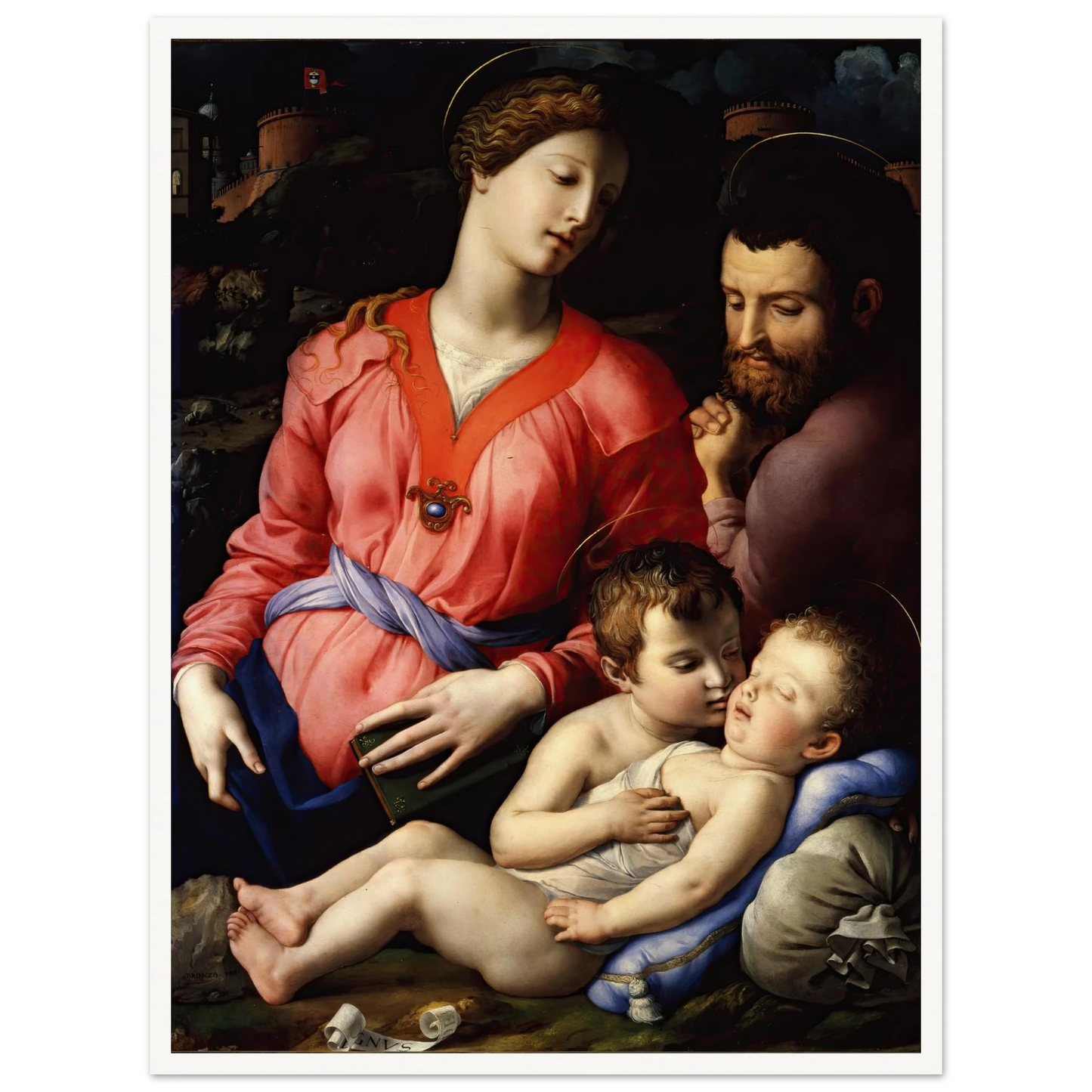 The Panciatichi Holy Family (Circa 1540) Art Print | Agnolo Bronzino - Framed Poster - 30x40 cm / 12x16″ - Black frame