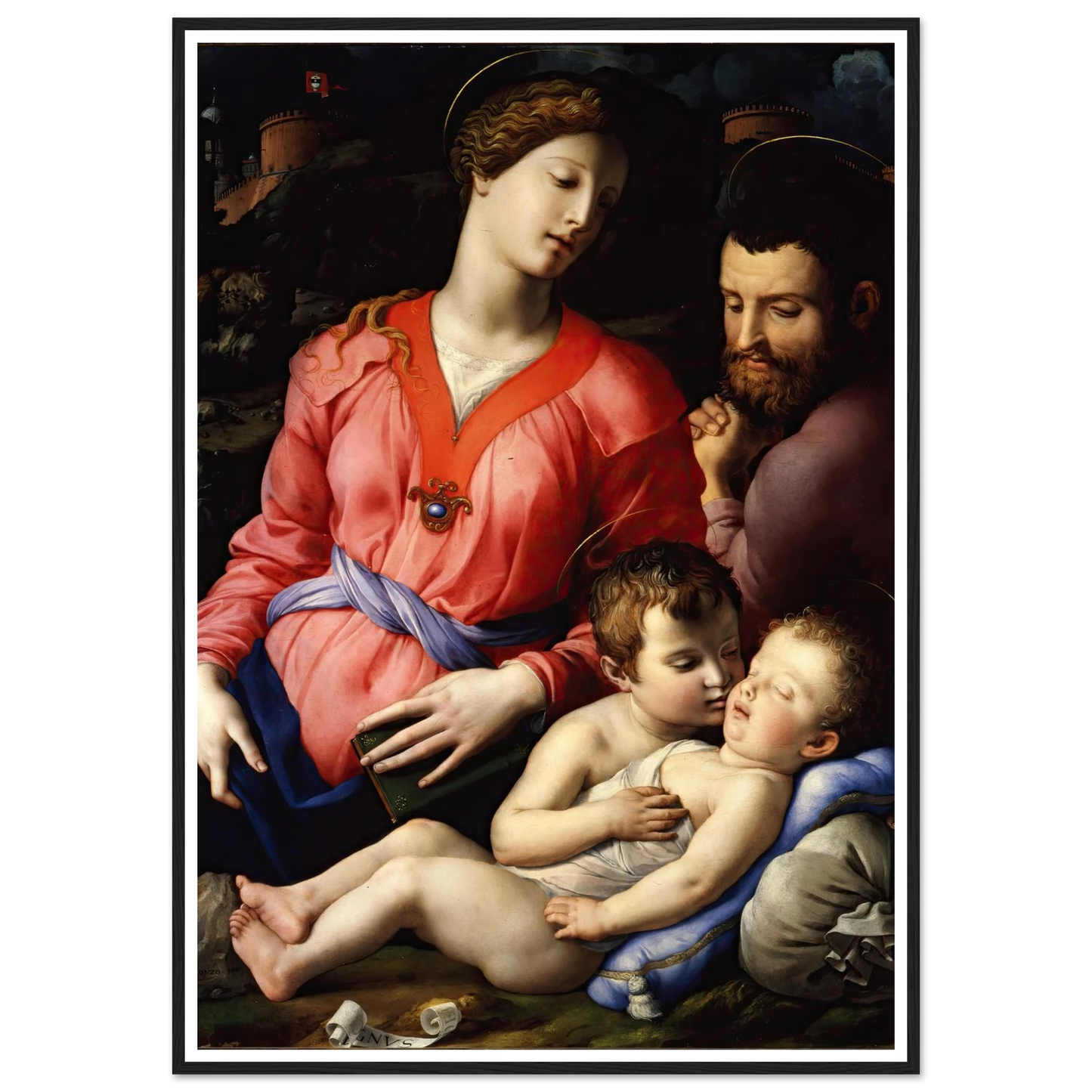 The Panciatichi Holy Family (Circa 1540) Art Print | Agnolo Bronzino - Framed Poster - 30x40 cm / 12x16″ - Black frame