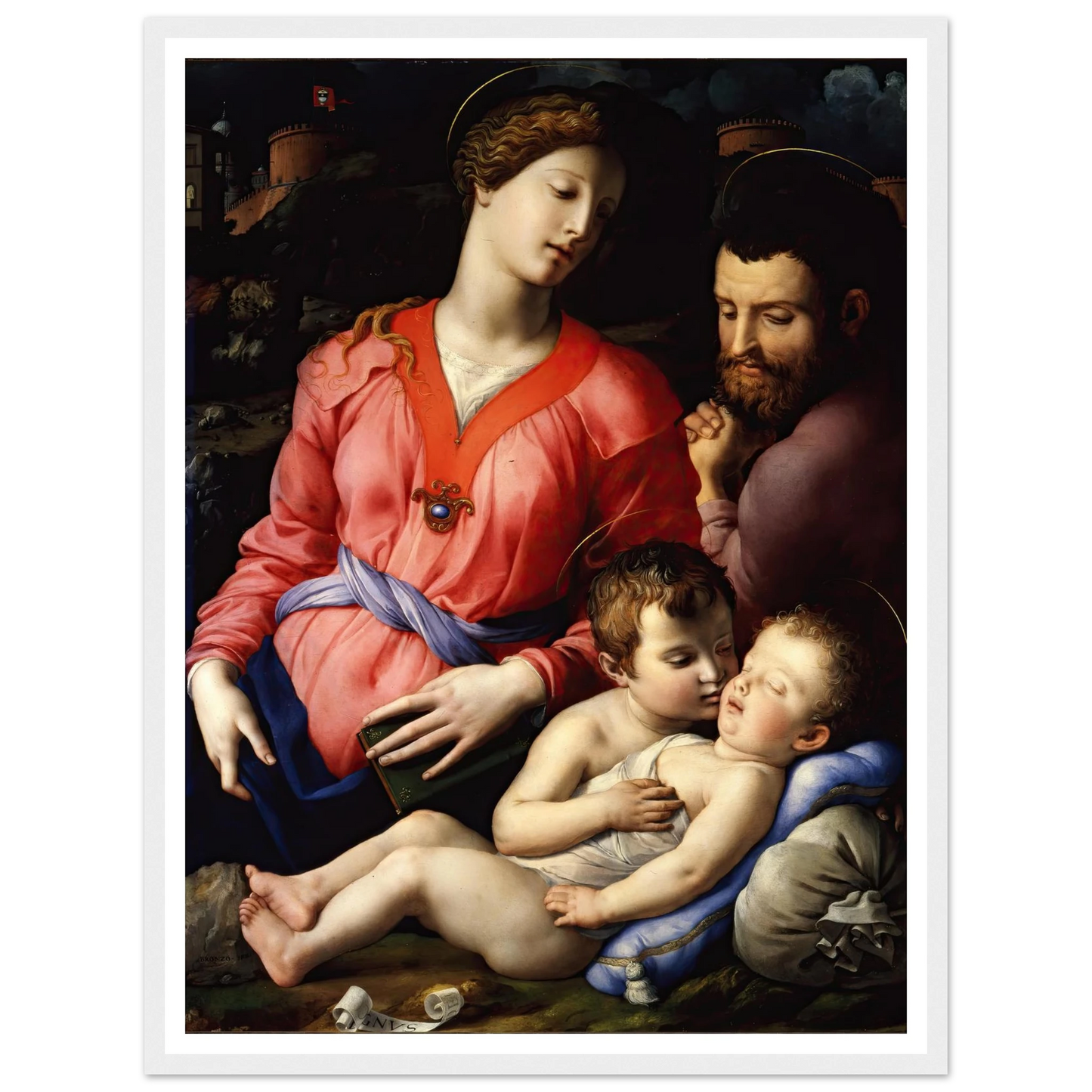 The Panciatichi Holy Family (Circa 1540) Art Print | Agnolo Bronzino - Framed Poster - 30x40 cm / 12x16″ - Black frame