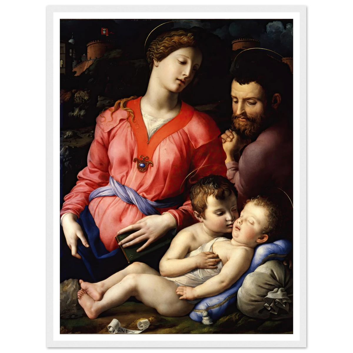 The Panciatichi Holy Family (Circa 1540) Art Print | Agnolo Bronzino - Framed Poster - 30x40 cm / 12x16″ - Black frame