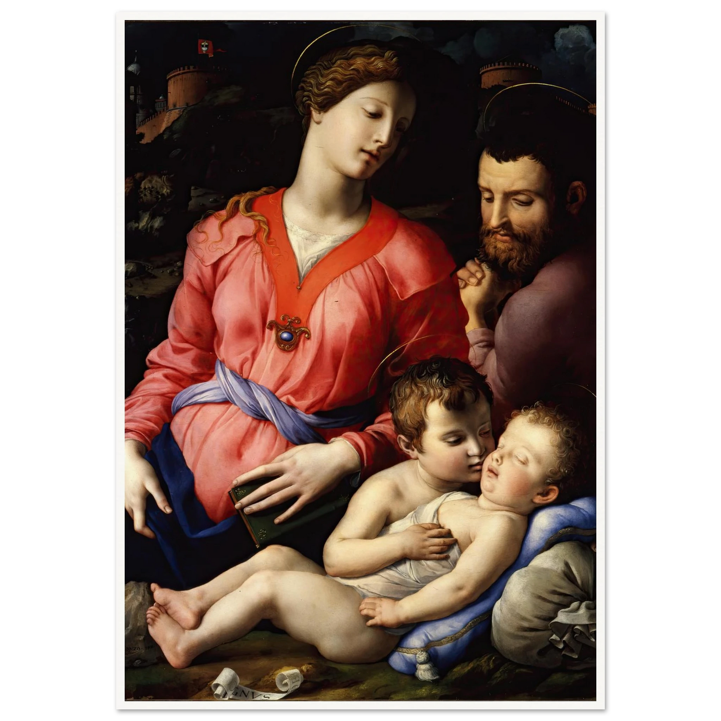 The Panciatichi Holy Family (Circa 1540) Art Print | Agnolo Bronzino - Framed Poster - 30x40 cm / 12x16″ - Black frame