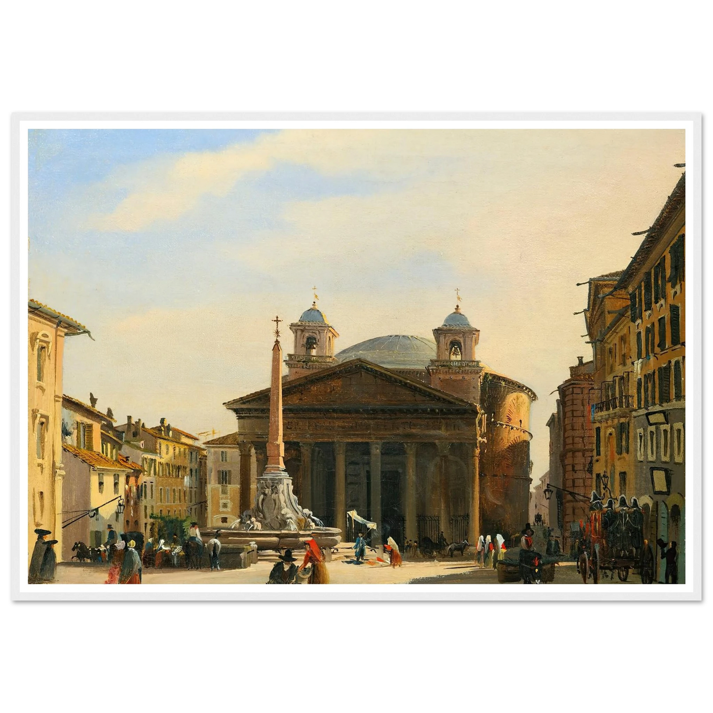 The Pantheon, Rome Art Print | Ippolito Caffi - Framed Poster - 30x40 cm / 12x16″ - Black frame