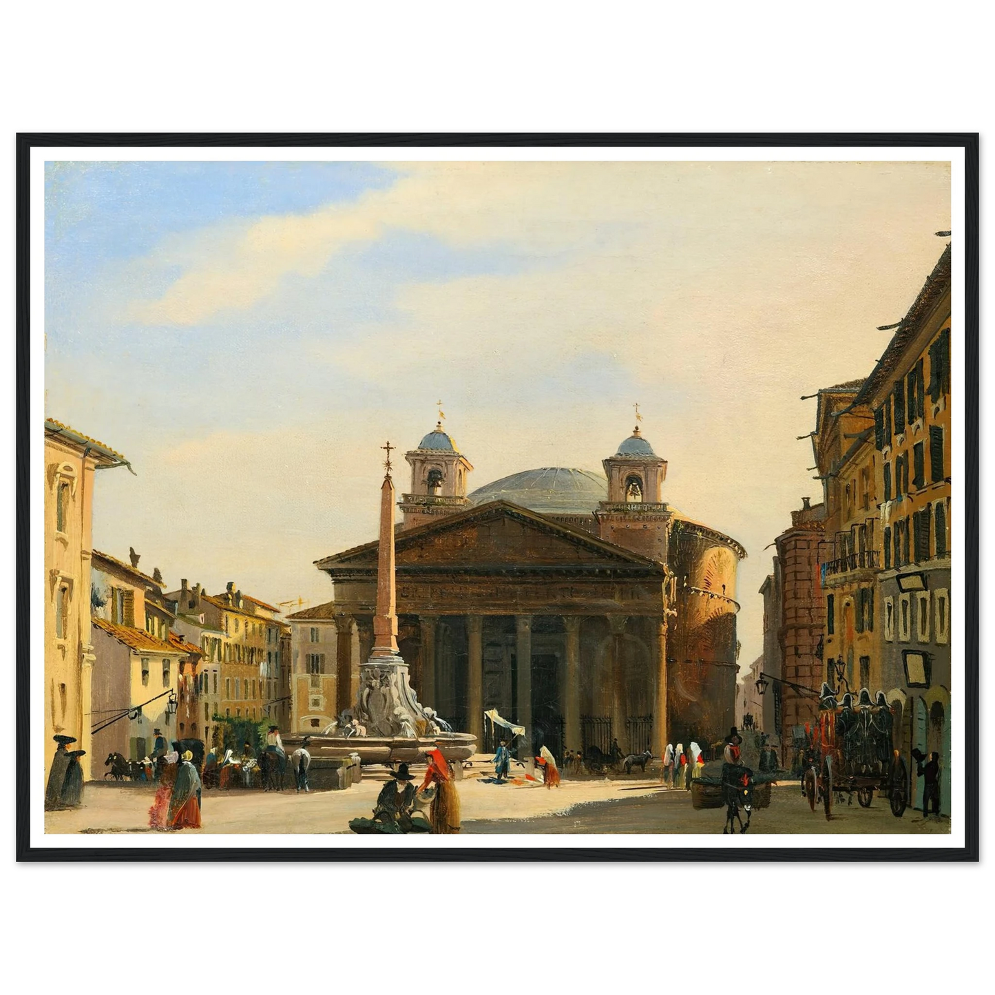 The Pantheon, Rome Art Print | Ippolito Caffi - Framed Poster - 30x40 cm / 12x16″ - Black frame