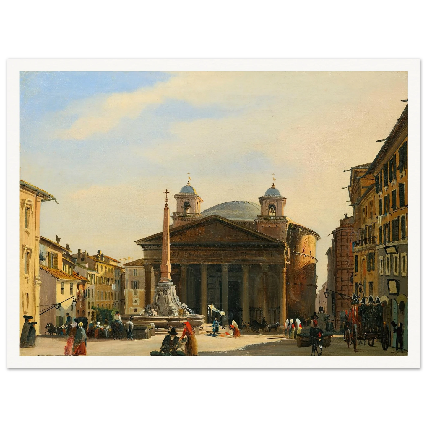 The Pantheon, Rome Art Print | Ippolito Caffi - Framed Poster - 30x40 cm / 12x16″ - Black frame