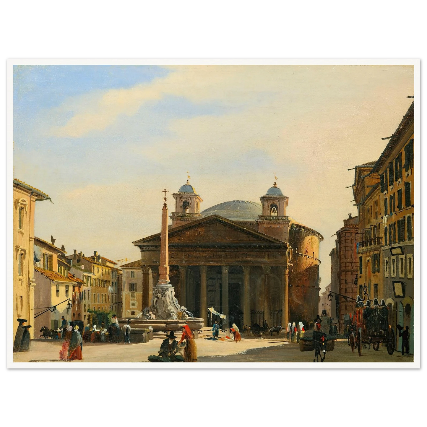 The Pantheon, Rome Art Print | Ippolito Caffi - Framed Poster - 30x40 cm / 12x16″ - Black frame