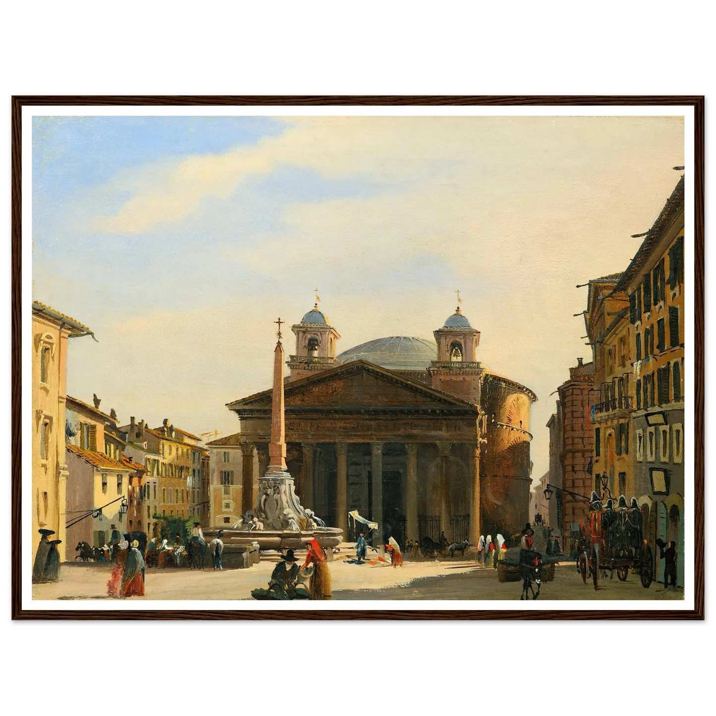 The Pantheon, Rome Art Print | Ippolito Caffi - Framed Poster - 30x40 cm / 12x16″ - Black frame
