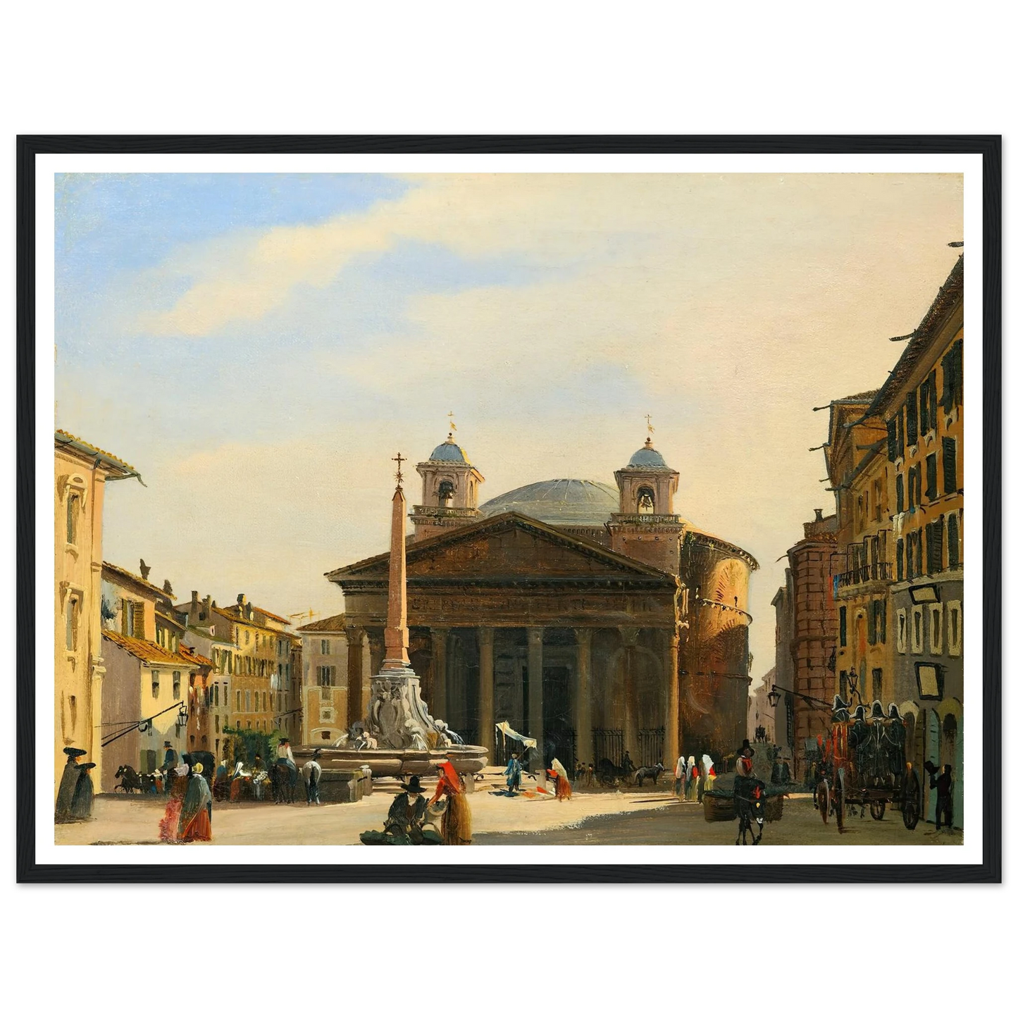 The Pantheon, Rome Art Print | Ippolito Caffi - Framed Poster - 30x40 cm / 12x16″ - Black frame