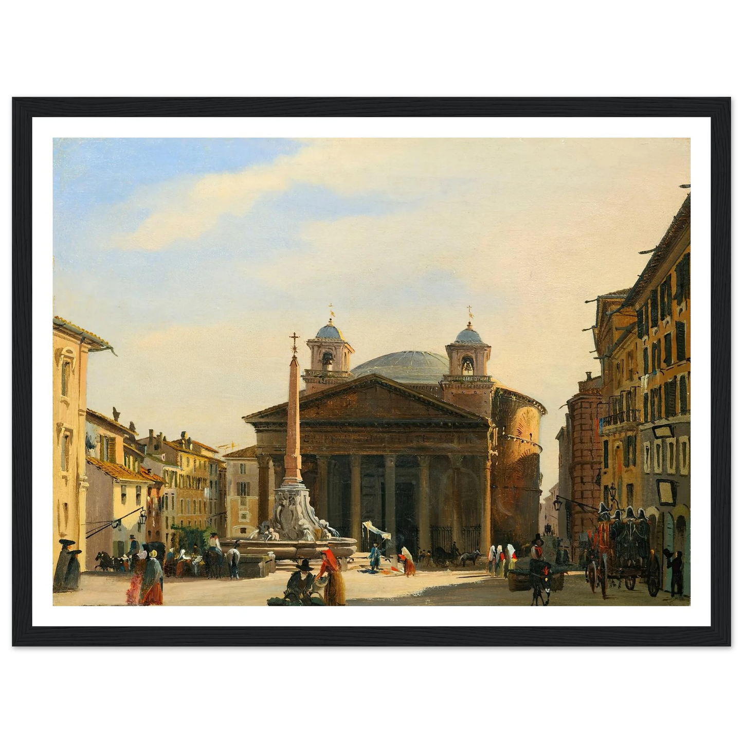 The Pantheon, Rome Art Print | Ippolito Caffi - Framed Poster - 30x40 cm / 12x16″ - Black frame