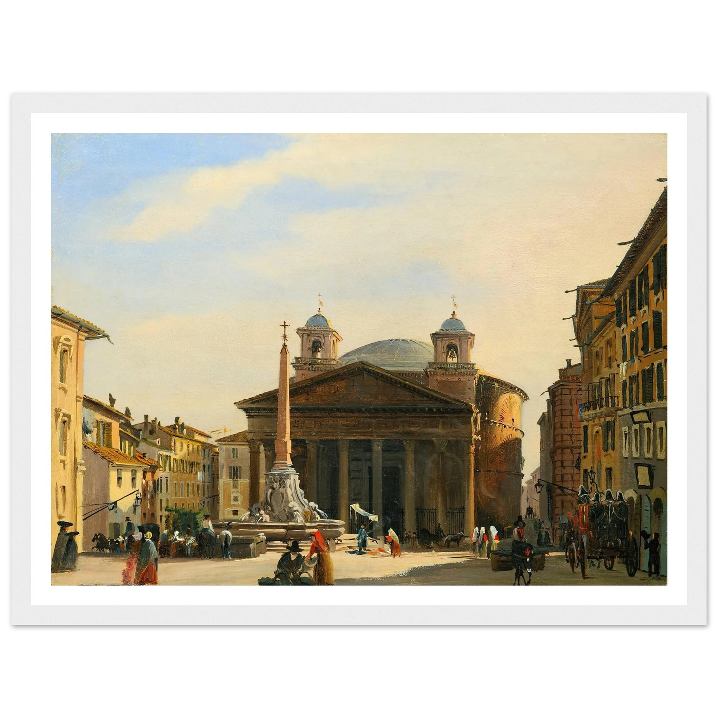 The Pantheon, Rome Art Print | Ippolito Caffi - Framed Poster - 30x40 cm / 12x16″ - Black frame