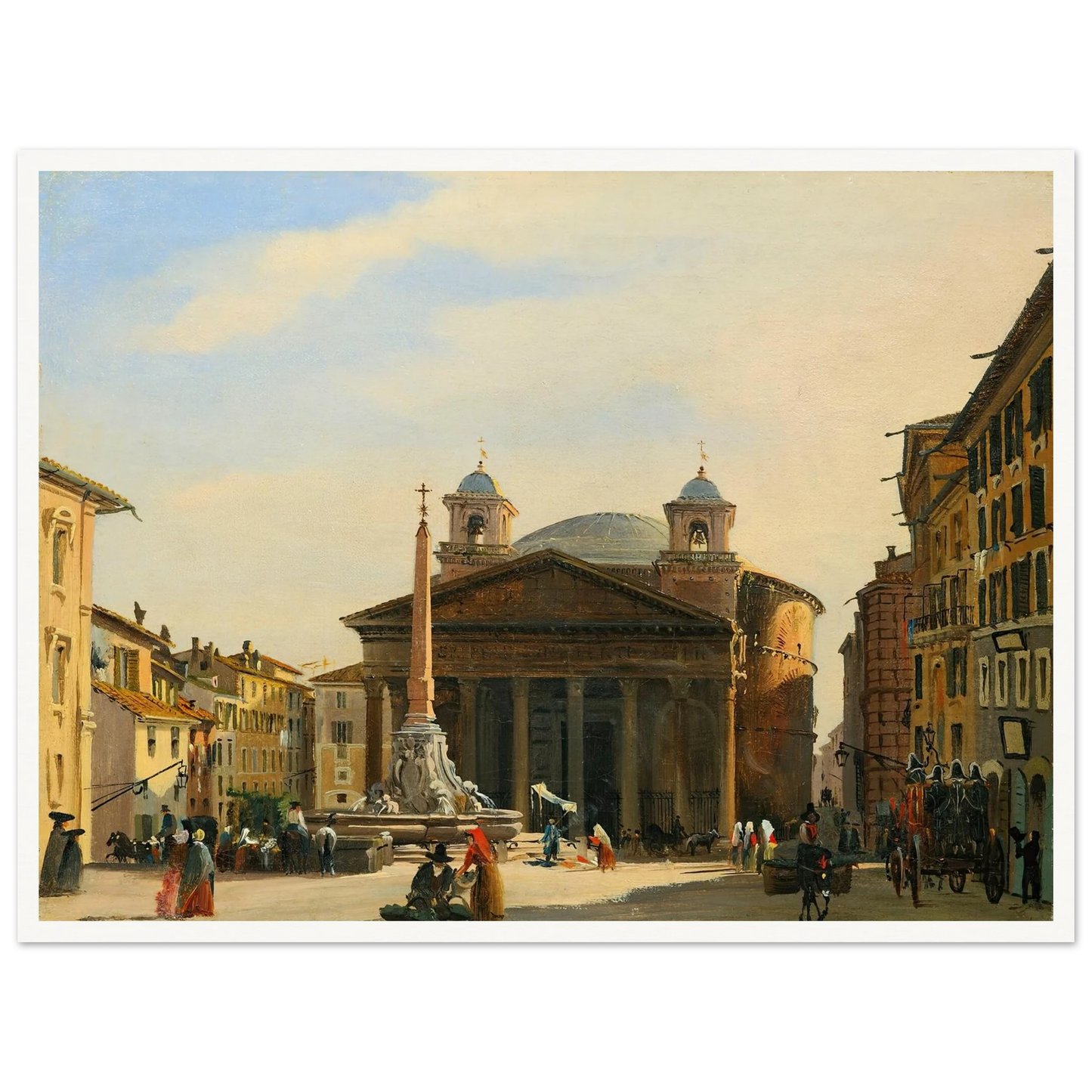 The Pantheon, Rome Art Print | Ippolito Caffi - Framed Poster - 30x40 cm / 12x16″ - Black frame