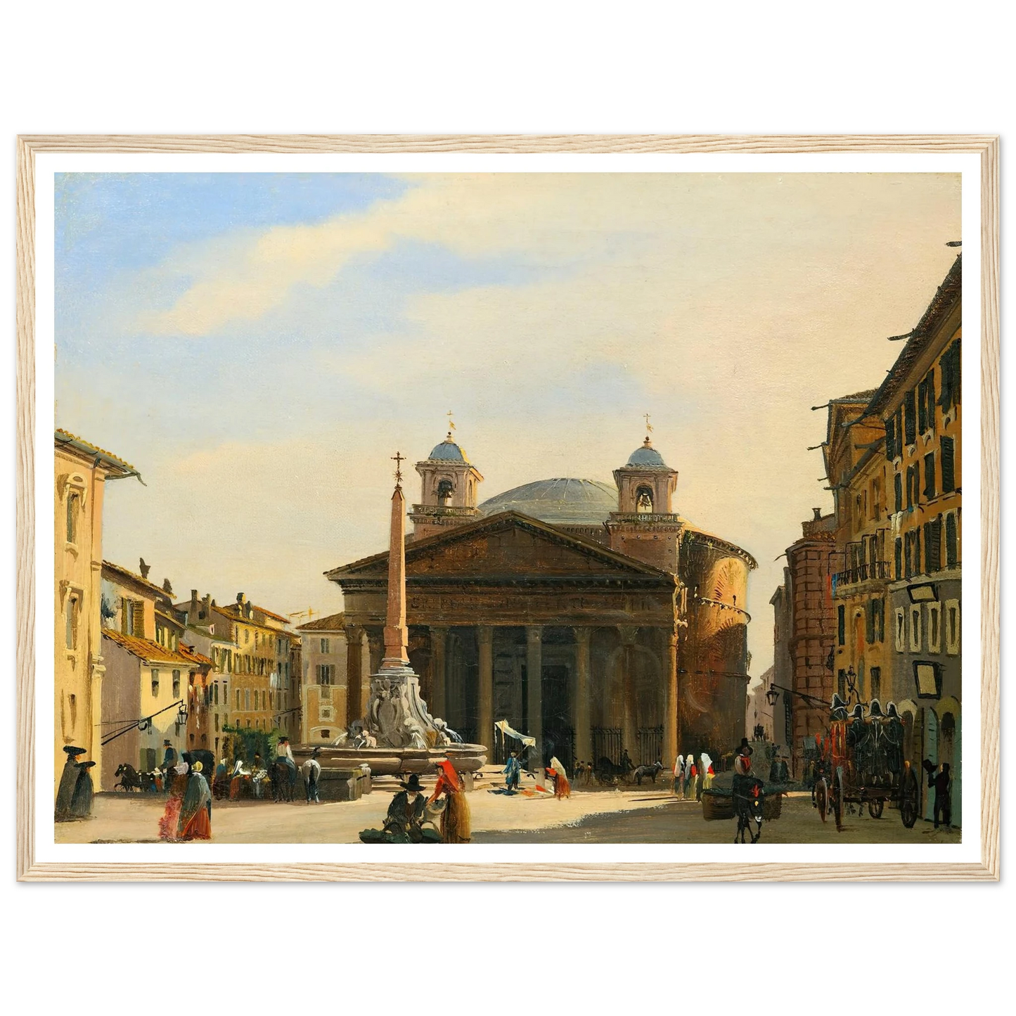 The Pantheon, Rome Art Print | Ippolito Caffi - Framed Poster - 30x40 cm / 12x16″ - Black frame