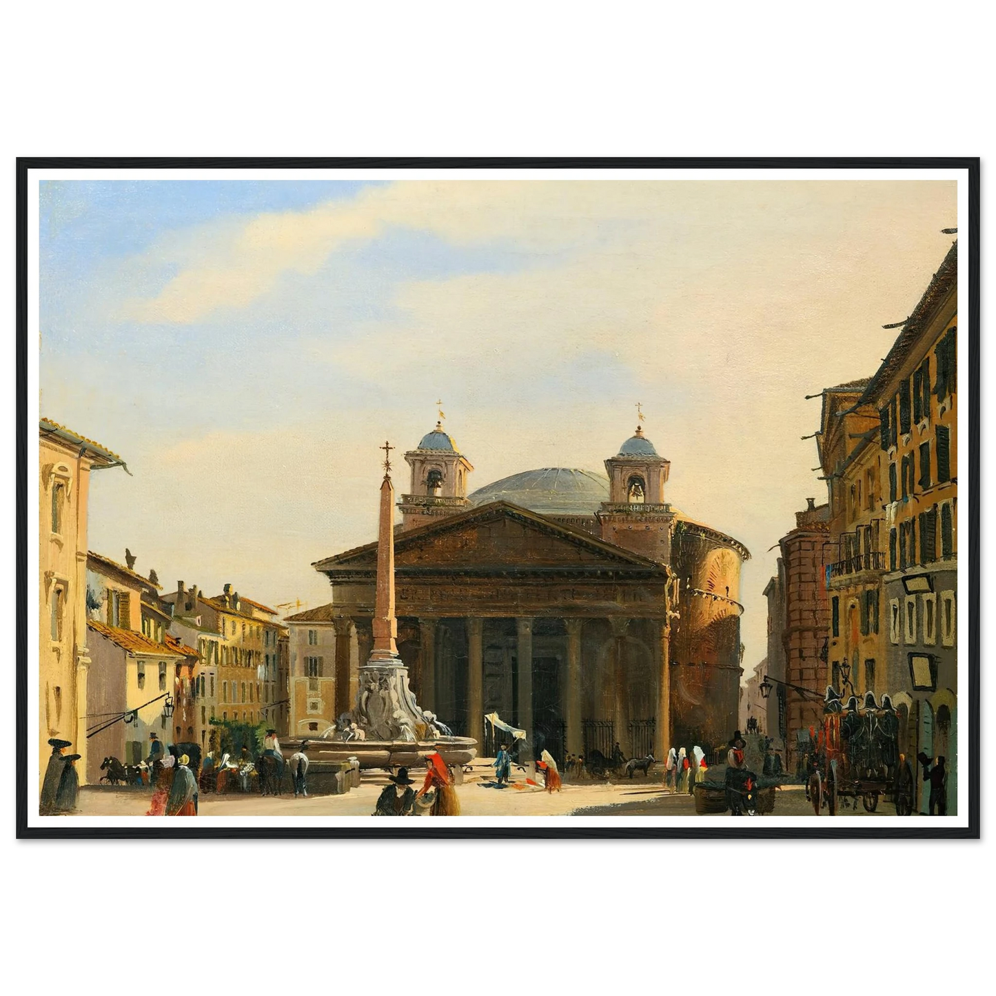 The Pantheon, Rome Art Print | Ippolito Caffi - Framed Poster - 30x40 cm / 12x16″ - Black frame