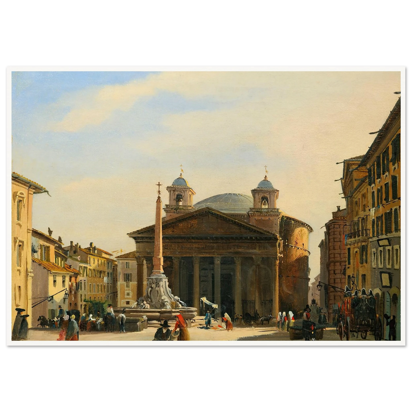 The Pantheon, Rome Art Print | Ippolito Caffi - Framed Poster - 30x40 cm / 12x16″ - Black frame