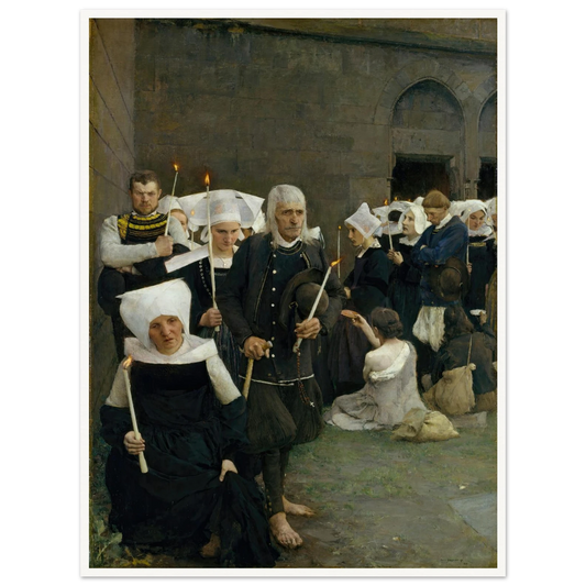 The Pardon in Brittany (1886) Art Print | Pascal Adolphe Jean Dagnan Bouveret - Framed Poster - 30x40 cm / 12x16″ - Black frame