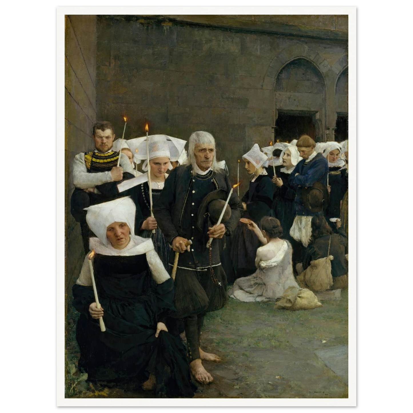The Pardon in Brittany (1886) Art Print | Pascal Adolphe Jean Dagnan Bouveret - Framed Poster - 30x40 cm / 12x16″ - Black frame