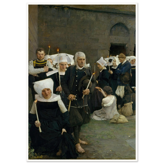 The Pardon in Brittany (1886) Art Print | Pascal Adolphe Jean Dagnan Bouveret - Framed Poster - 30x40 cm / 12x16″ - Black frame