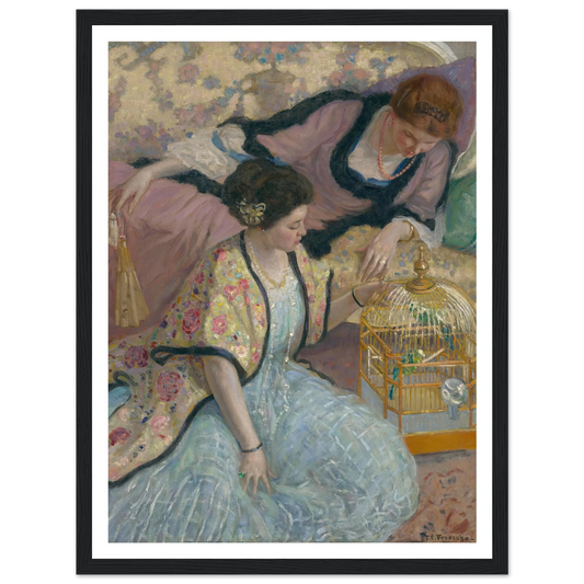 The Parrots (circa 1910) Art Print | Frederick Carl Frieseke - Framed Poster - 30x40 cm / 12x16″ - Black frame