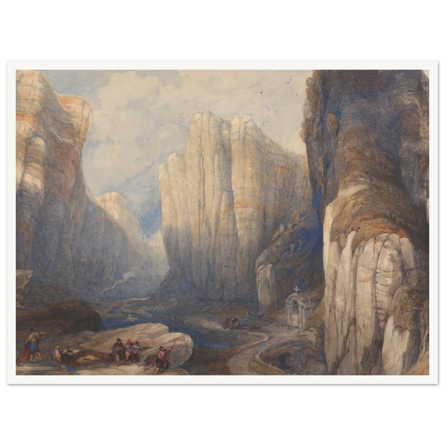 The Pass of Pancorbo, The Pyrenees Art Print | David Roberts - Framed Poster - 30x40 cm / 12x16″ - Black frame