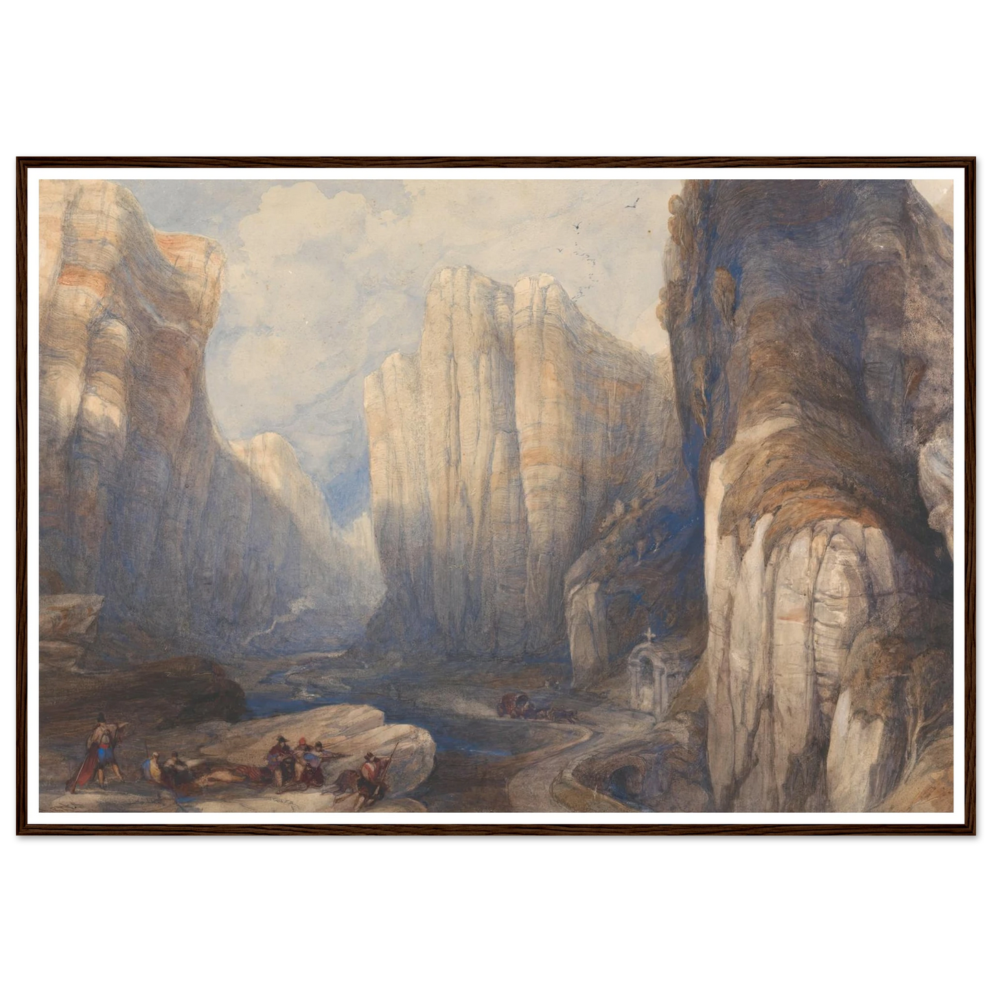 The Pass of Pancorbo, The Pyrenees Art Print | David Roberts - Framed Poster - 30x40 cm / 12x16″ - Black frame