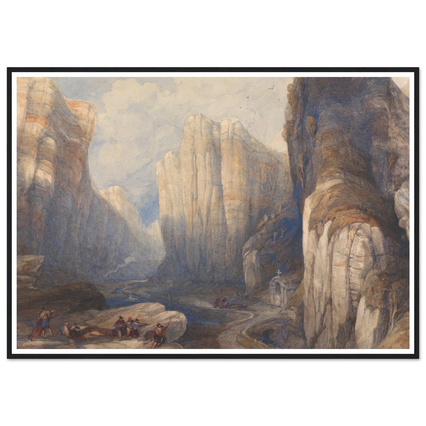 The Pass of Pancorbo, The Pyrenees Art Print | David Roberts - Framed Poster - 30x40 cm / 12x16″ - Black frame