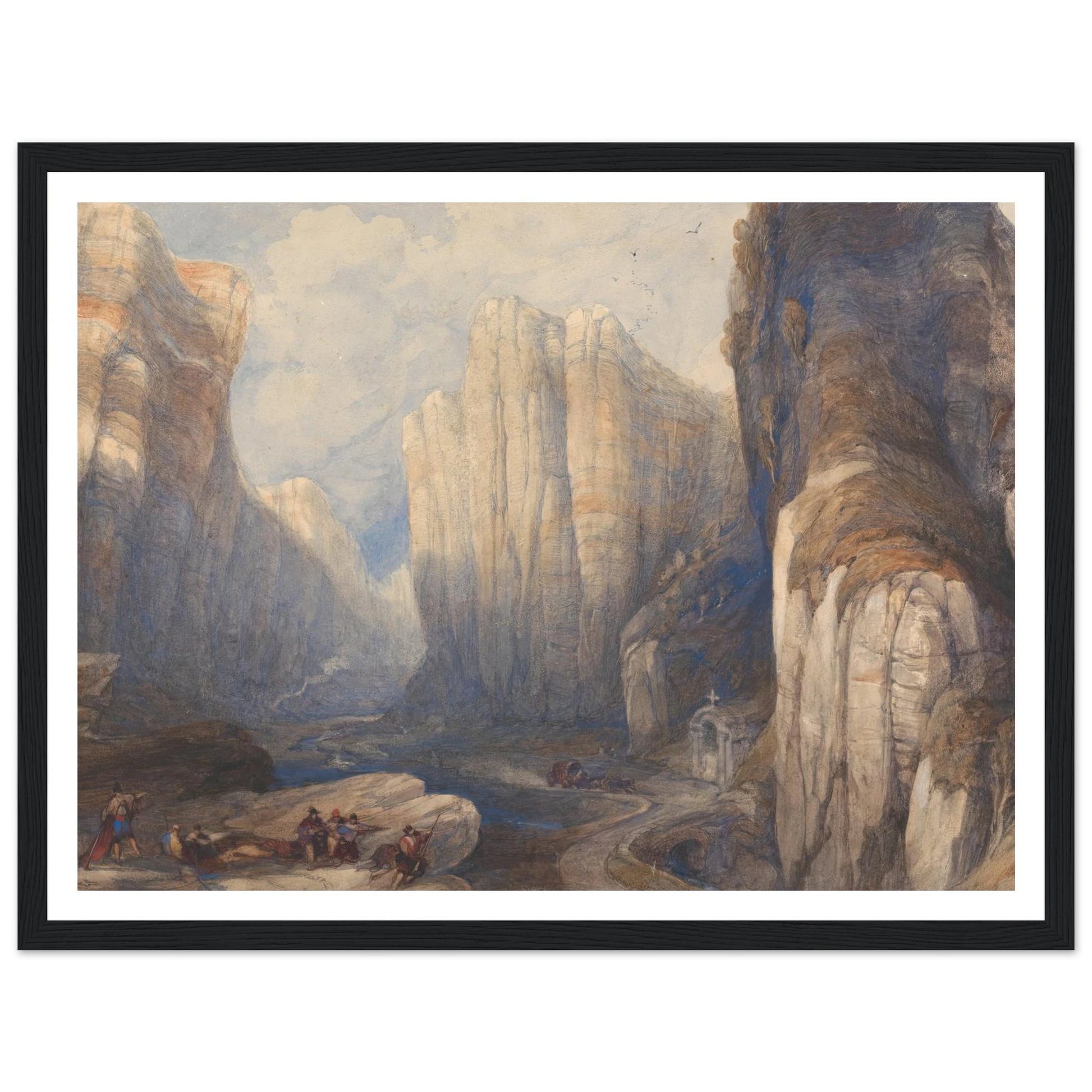 The Pass of Pancorbo, The Pyrenees Art Print | David Roberts - Framed Poster - 30x40 cm / 12x16″ - Black frame