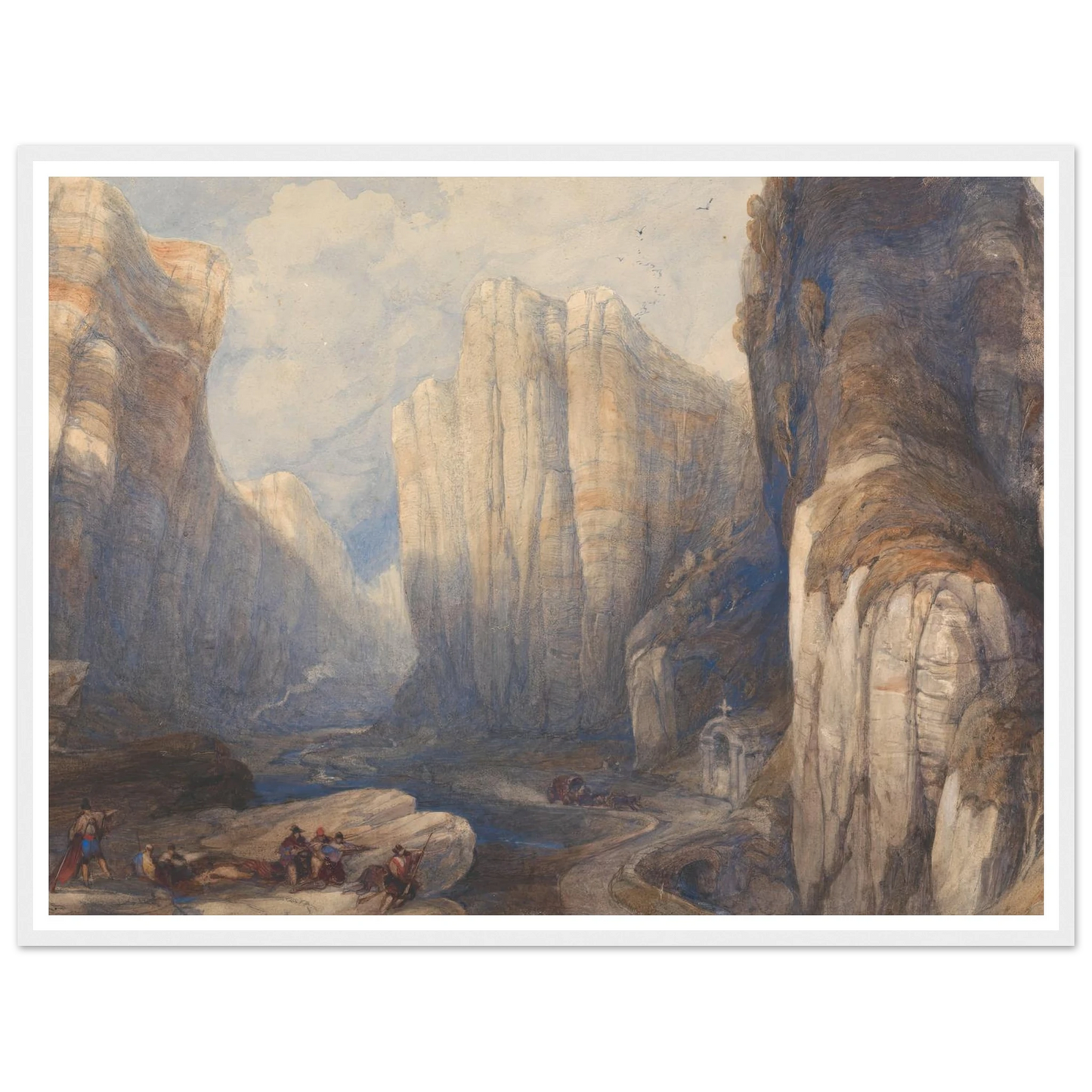 The Pass of Pancorbo, The Pyrenees Art Print | David Roberts - Framed Poster - 30x40 cm / 12x16″ - Black frame