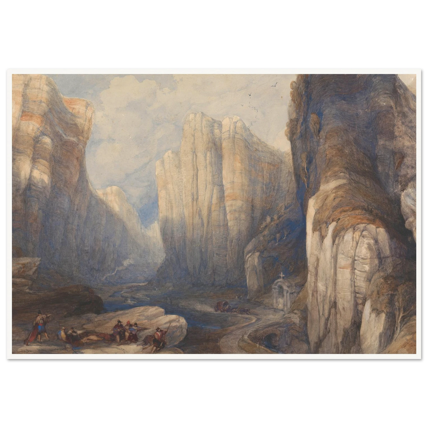 The Pass of Pancorbo, The Pyrenees Art Print | David Roberts - Framed Poster - 30x40 cm / 12x16″ - Black frame
