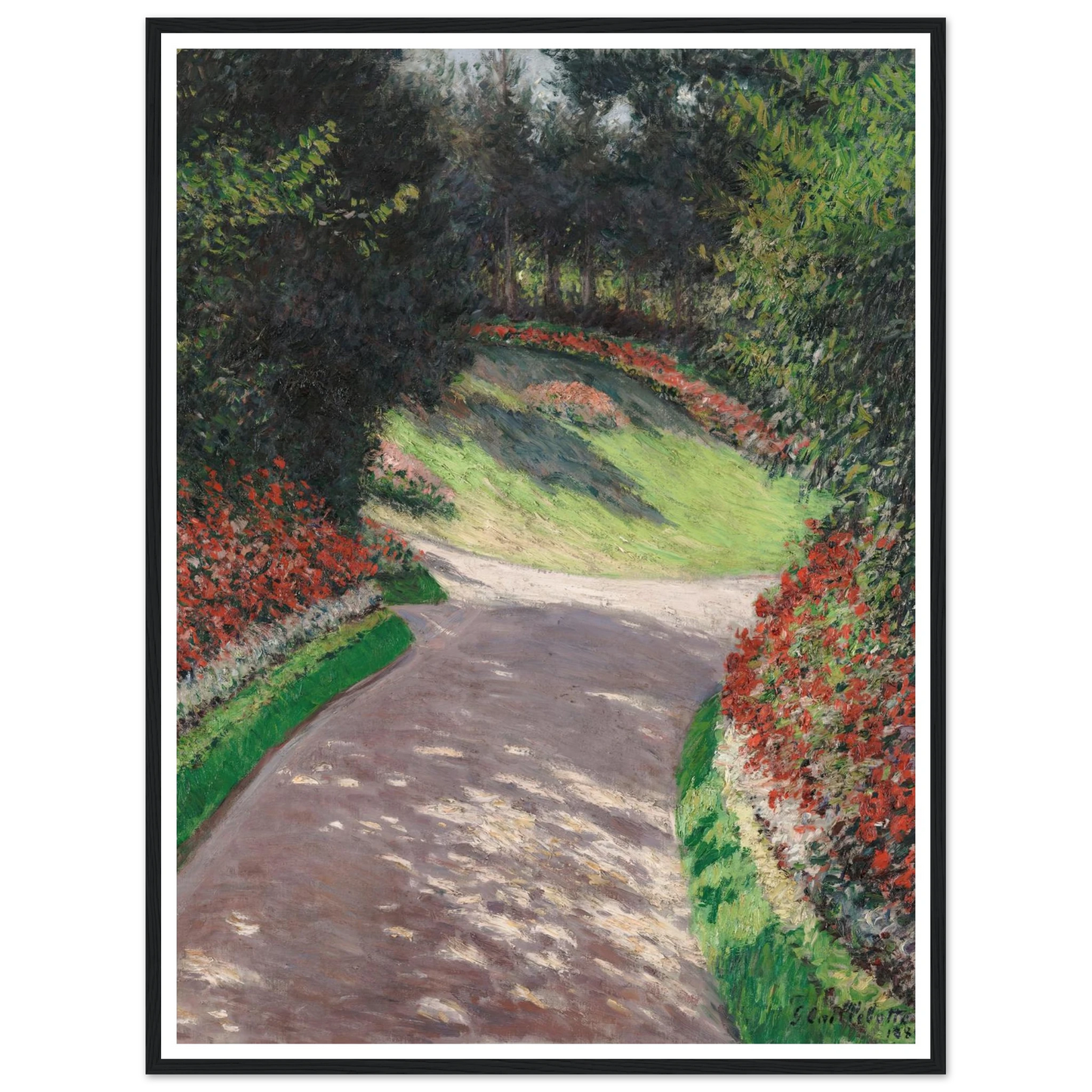 The Path in the Garden (1886) Art Print | Gustave Caillebotte - Framed Poster - 30x40 cm / 12x16″ - Black frame