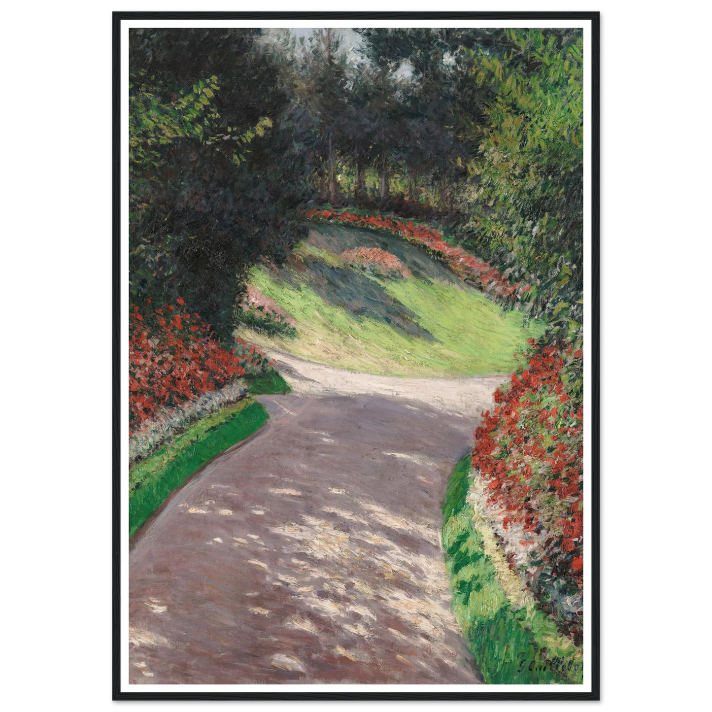 The Path in the Garden (1886) Art Print | Gustave Caillebotte - Framed Poster - 30x40 cm / 12x16″ - Black frame