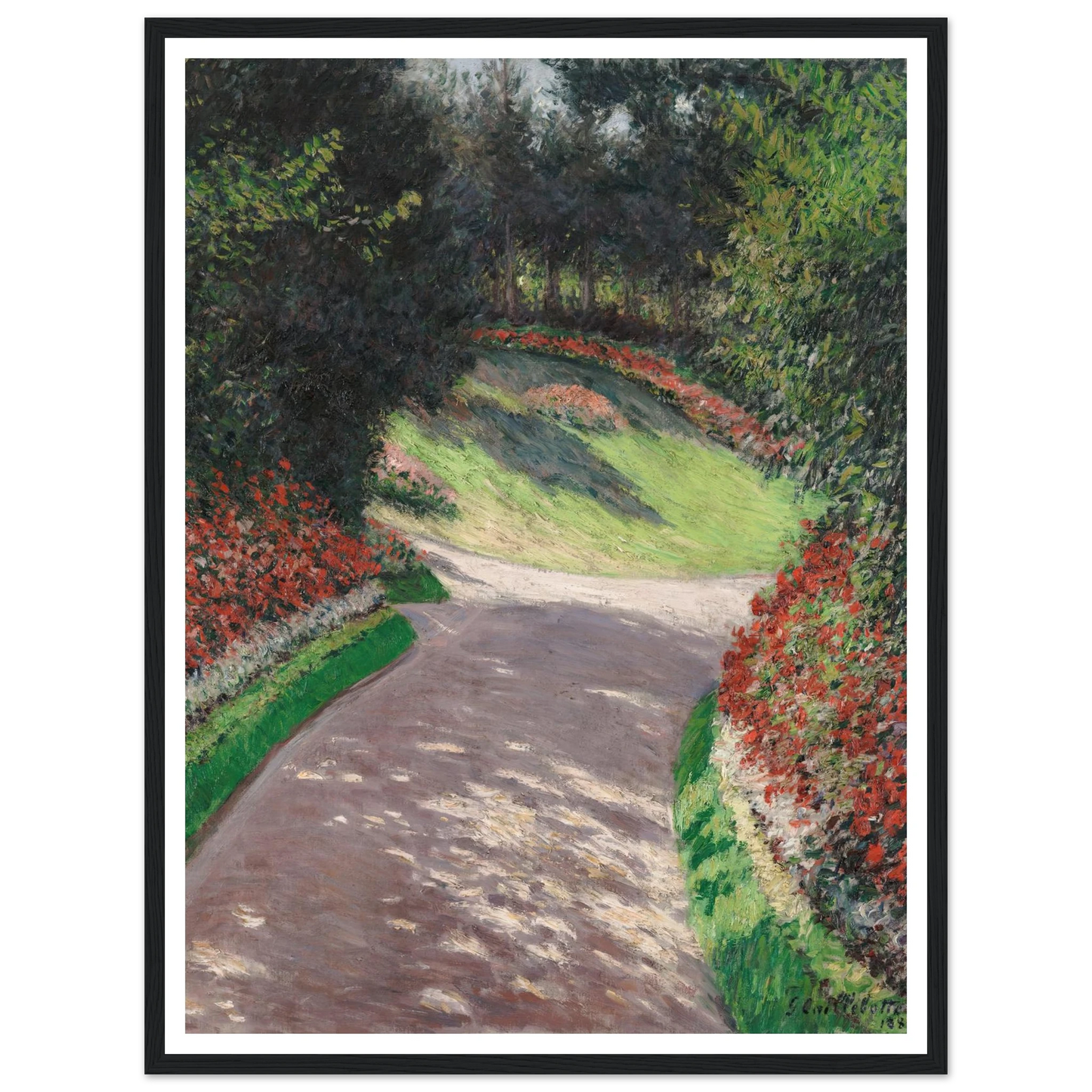 The Path in the Garden (1886) Art Print | Gustave Caillebotte - Framed Poster - 30x40 cm / 12x16″ - Black frame