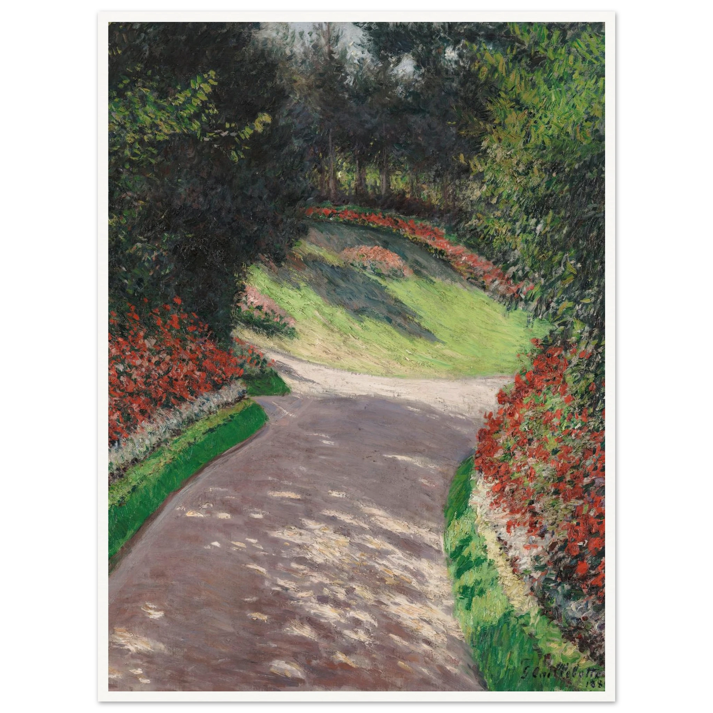The Path in the Garden (1886) Art Print | Gustave Caillebotte - Framed Poster - 30x40 cm / 12x16″ - Black frame