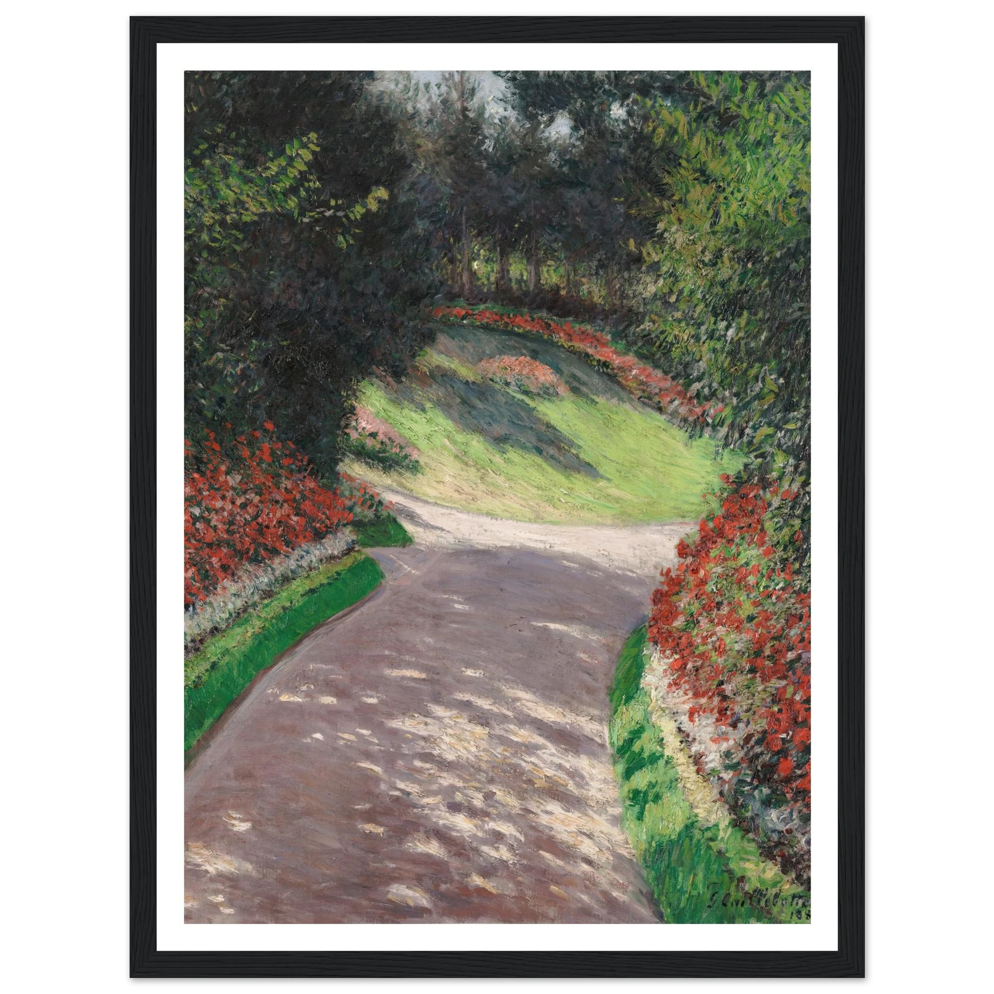 The Path in the Garden (1886) Art Print | Gustave Caillebotte - Framed Poster - 30x40 cm / 12x16″ - Black frame