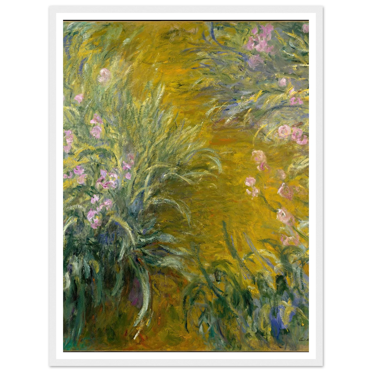 The Path through the Irises (1914-1917) Art Print | Claude Monet - Framed Poster - 30x40 cm / 12x16″ - Black frame