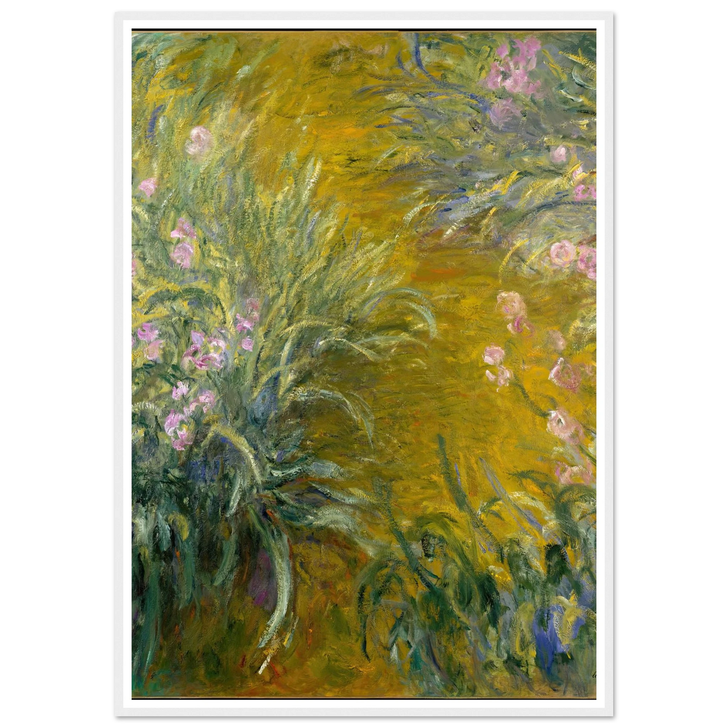 The Path through the Irises (1914-1917) Art Print | Claude Monet - Framed Poster - 30x40 cm / 12x16″ - Black frame