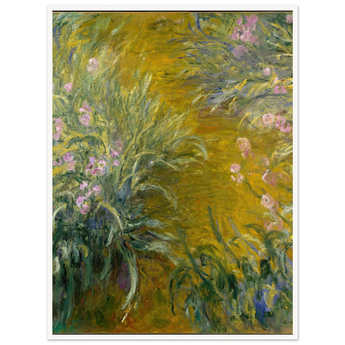 The Path through the Irises (1914-1917) Art Print | Claude Monet - Framed Poster - 30x40 cm / 12x16″ - Black frame