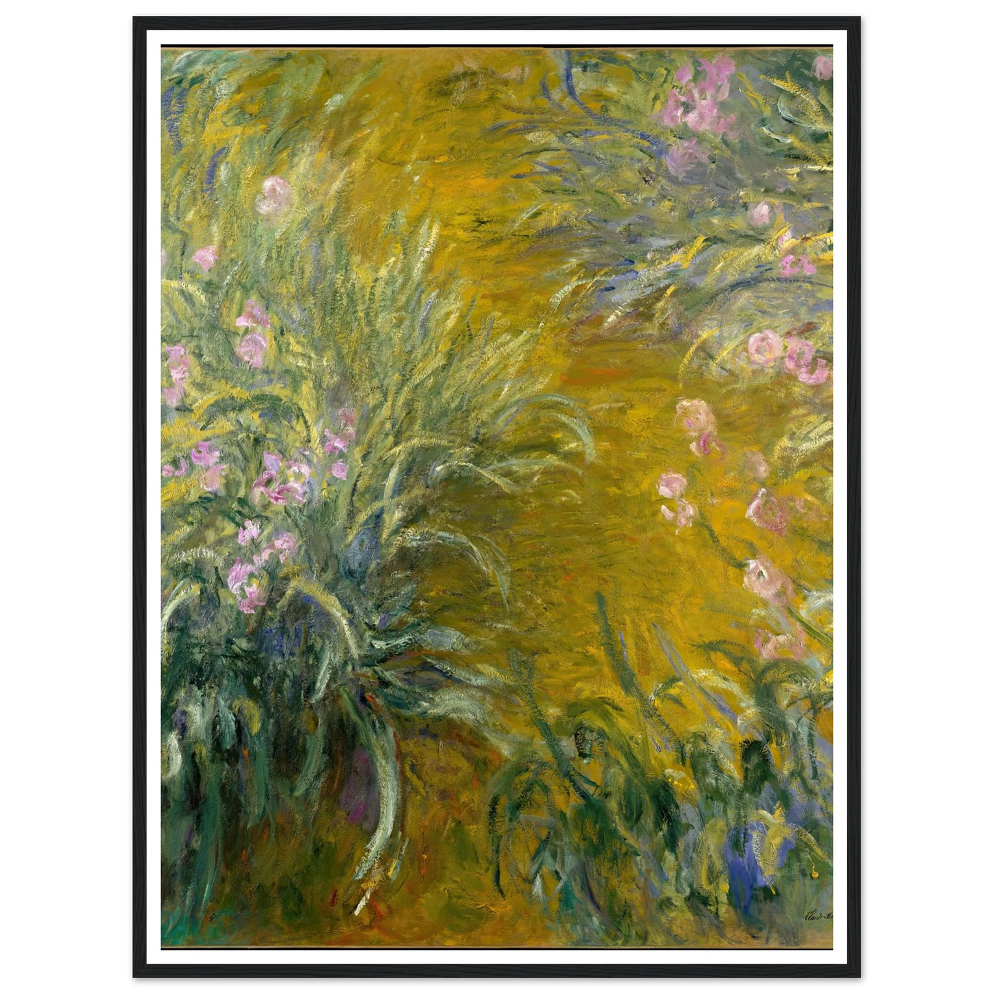 The Path through the Irises (1914-1917) Art Print | Claude Monet - Framed Poster - 30x40 cm / 12x16″ - Black frame
