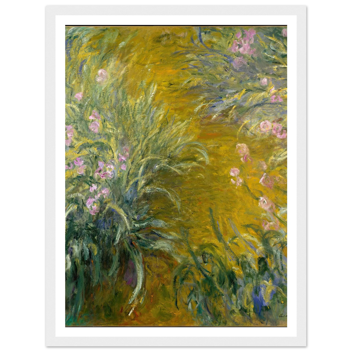 The Path through the Irises (1914-1917) Art Print | Claude Monet - Framed Poster - 30x40 cm / 12x16″ - Black frame