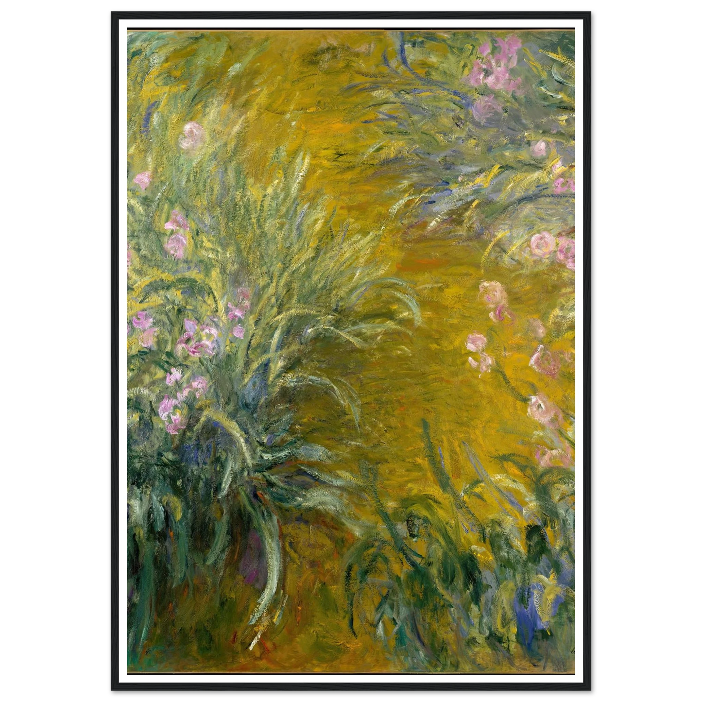 The Path through the Irises (1914-1917) Art Print | Claude Monet - Framed Poster - 30x40 cm / 12x16″ - Black frame