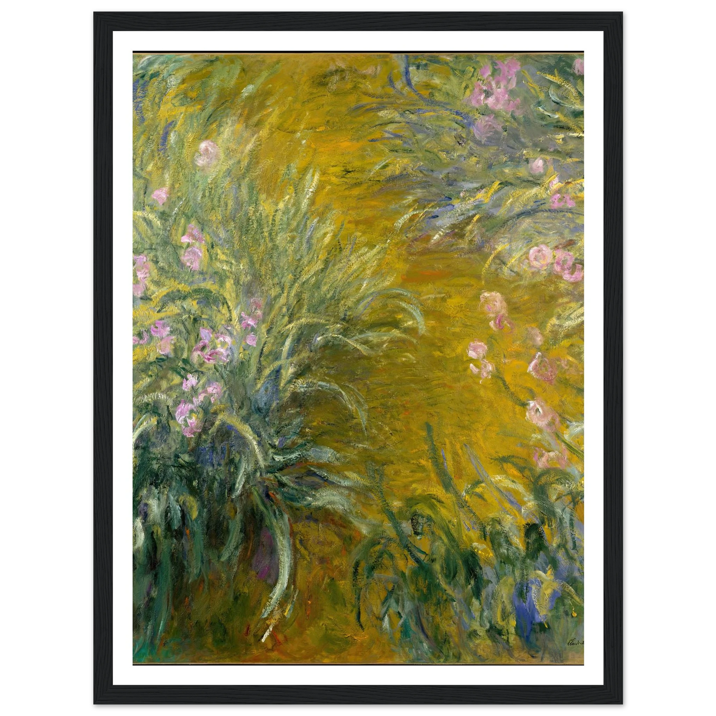 The Path through the Irises (1914-1917) Art Print | Claude Monet - Framed Poster - 30x40 cm / 12x16″ - Black frame