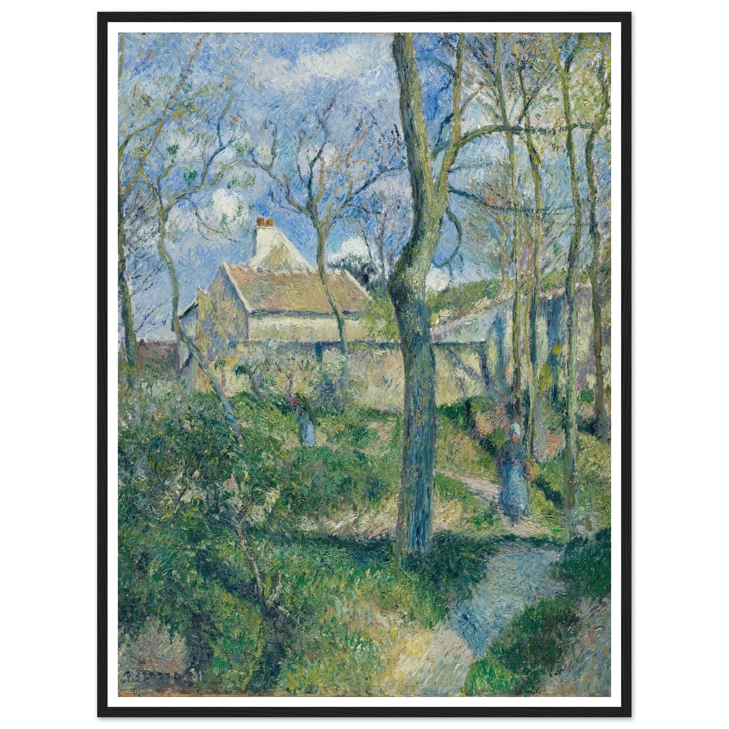 The Path to Les Pouilleux, Pontoise Art Print | Camille Pissarro - Framed Poster - 30x40 cm / 12x16″ - Black frame